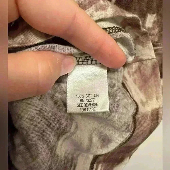 SimplyVera Vera Wang women’s long sleeve top abstract print brown size petite S - Picture 4 of 9